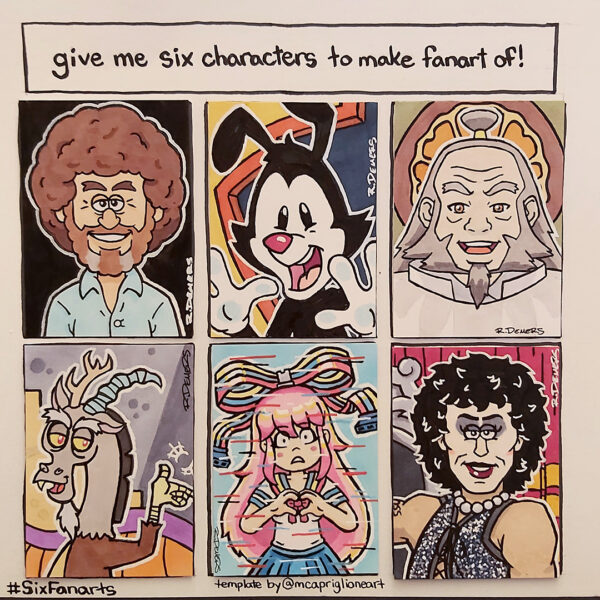 Rob Demers Art - Sketch Card Portfolio - 6 Character Fanart