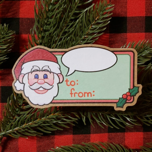 Rob Demers Art - Santa Says Happy Expression Gift Tag Stickers