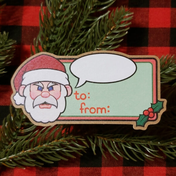 Rob Demers Art - Santa Says Angry Expression Gift Tag Stickers