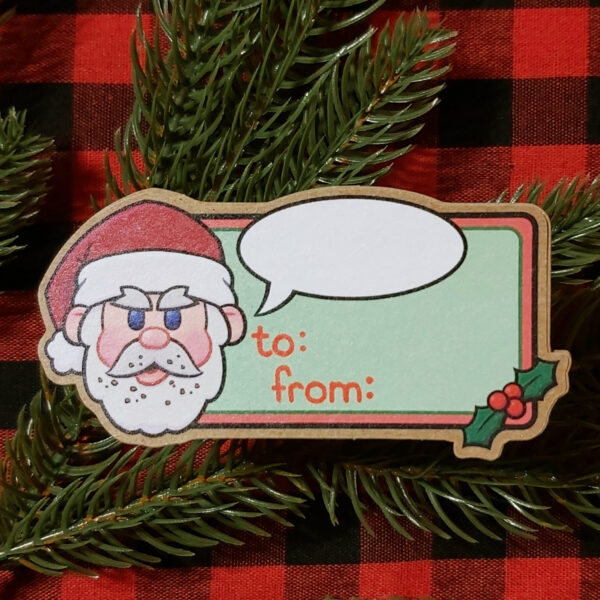 Rob Demers Art - Santa Says Eating Cookies Expression Gift Tag Stickers
