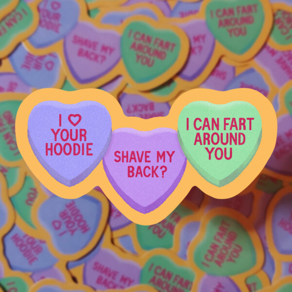 Rob Demers Art - Long-Term Relationship Candy Heart Stickers