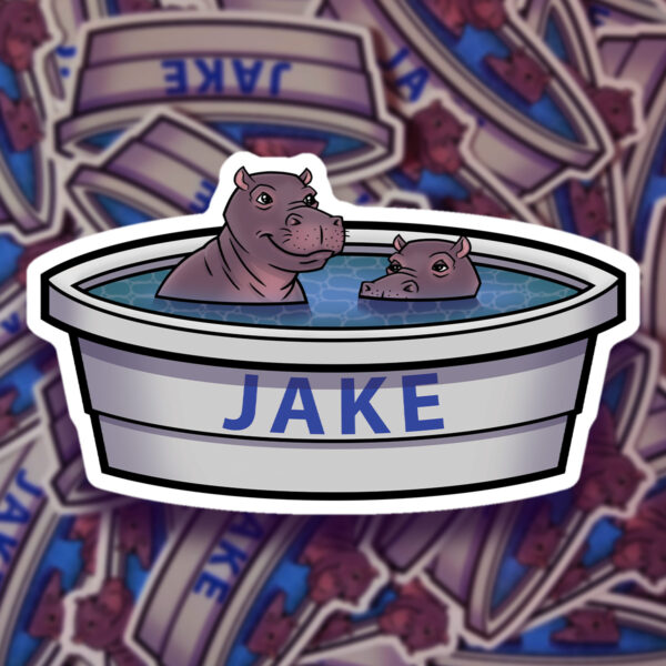 Rob Demers Art - House Hippo Wildlife Water Dish Stickers