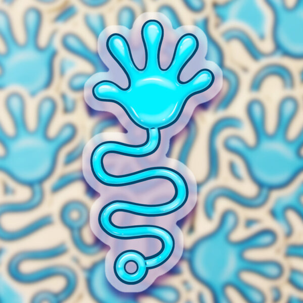 Rob Demers Art - Blue Sticky Hand Transparent Stickers