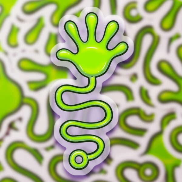 Rob Demers Art - Green Sticky Hand Transparent Stickers