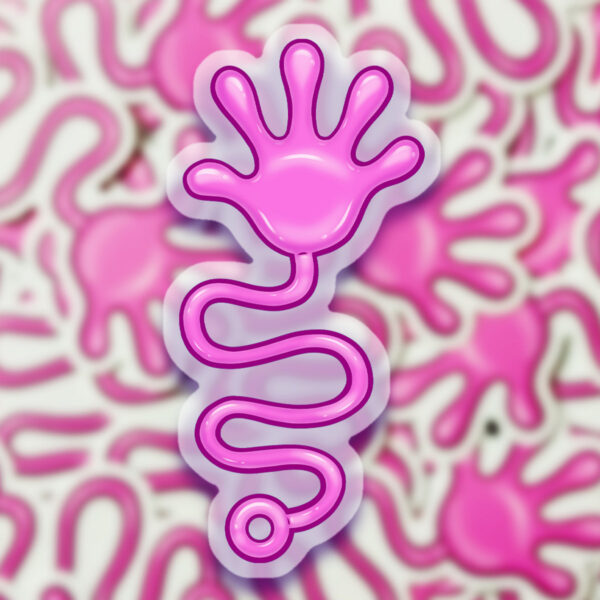 Rob Demers Art - Pink Sticky Hand Transparent Stickers