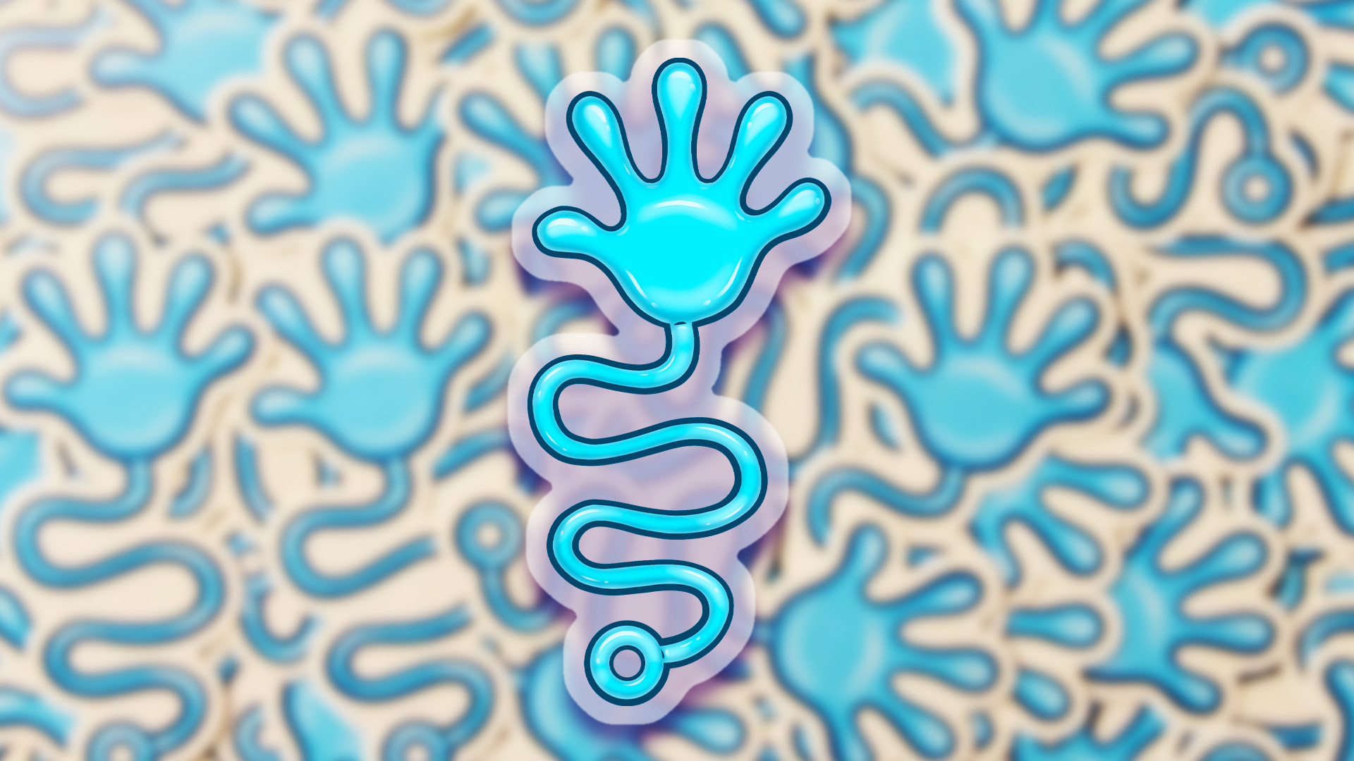 Rob Demers Art - Slider - Blue Sticky Hand Transparent Stickers