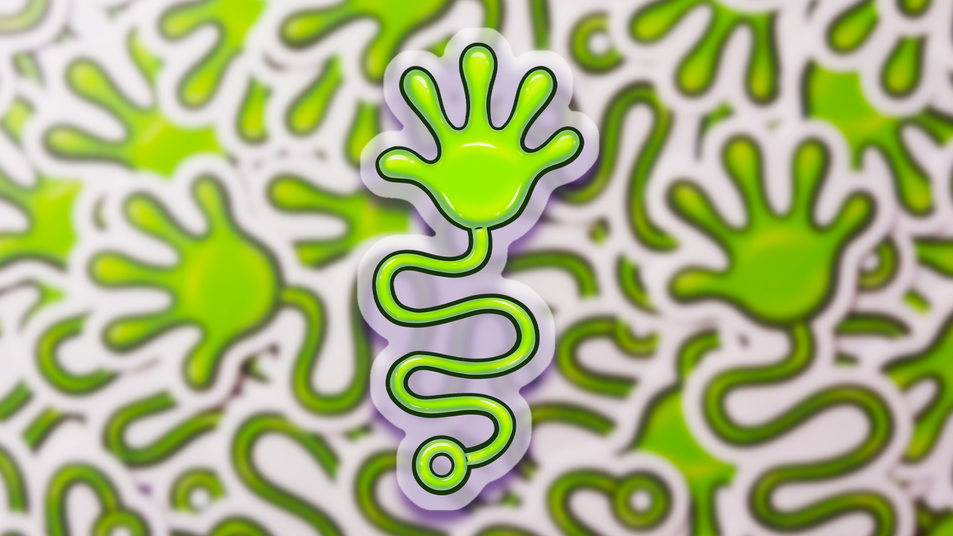 Rob Demers Art - Slider - Green Sticky Hand Transparent Stickers