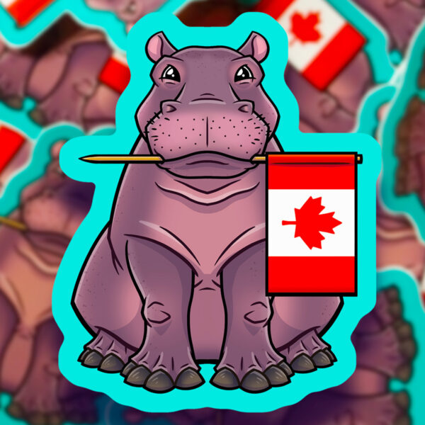 Rob Demers Art - House Hippo with Canadian Flag Stickers