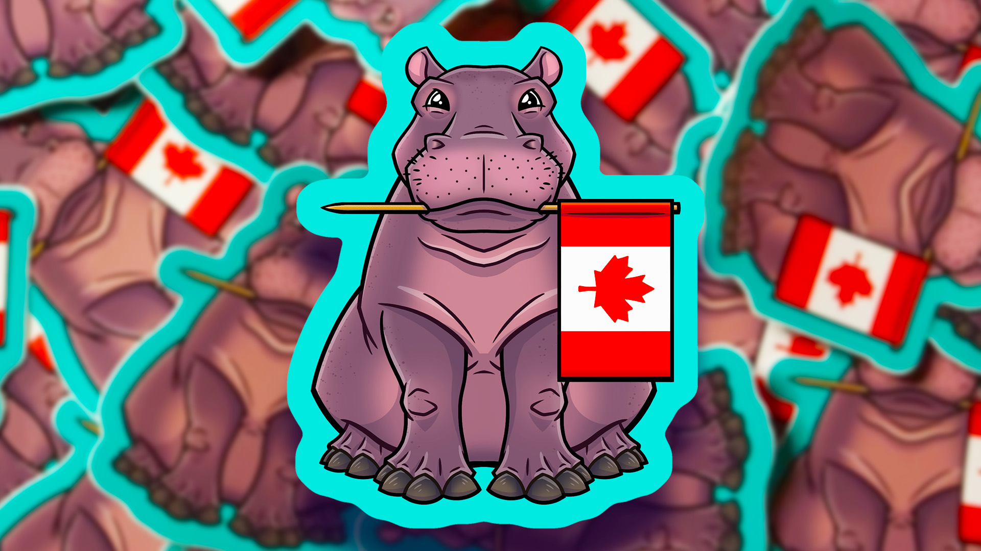 Rob Demers Art - Slider - House Hippo with Canadian Flag Stickers